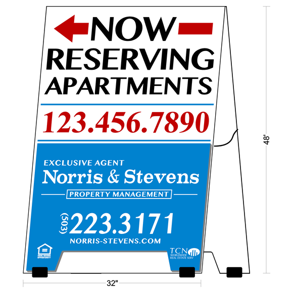 Norris & Stevens Now Listing King A-Frame Sign 48x32