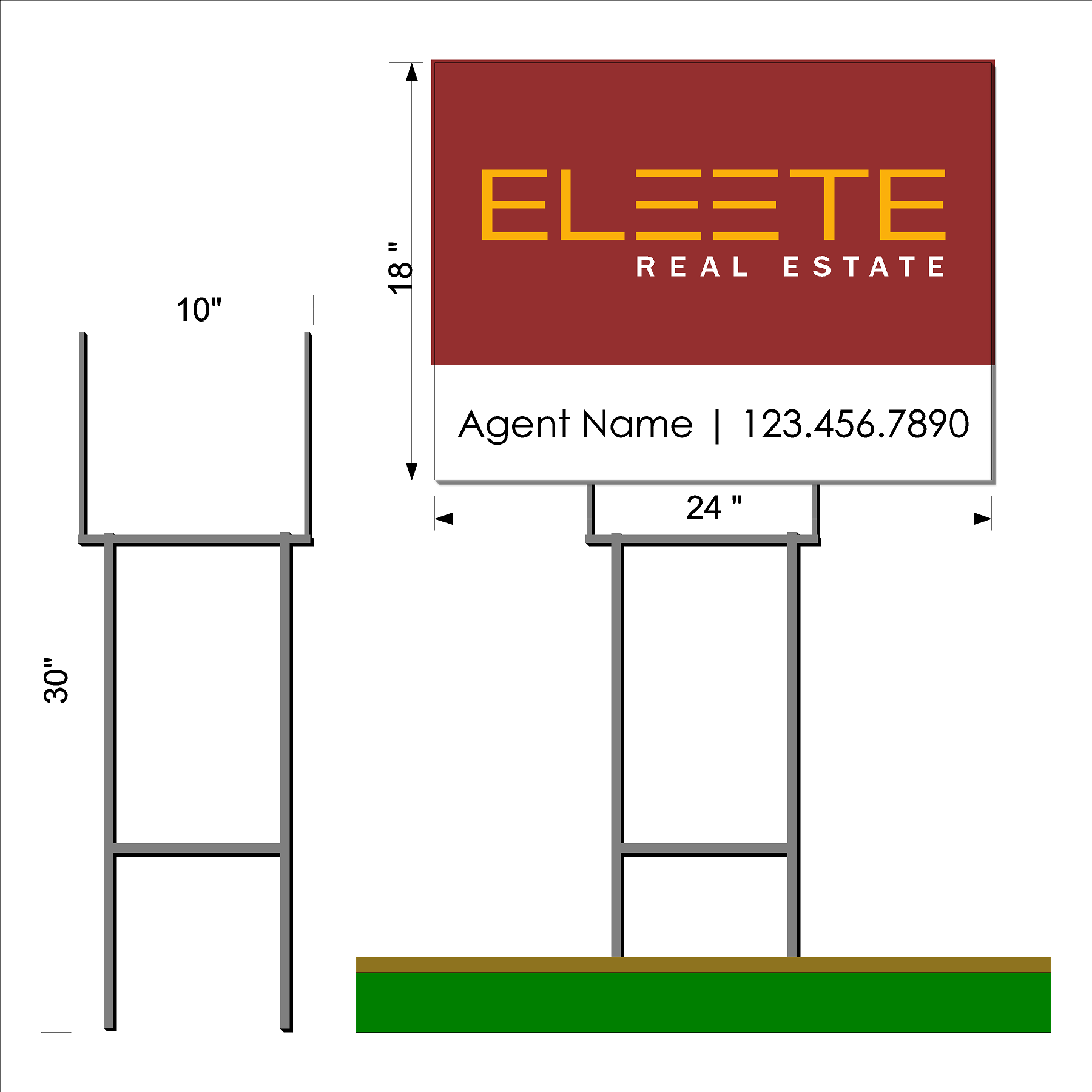 Eleete Listing Sign w/ Heavy Duty Metal Stake (2 pack)