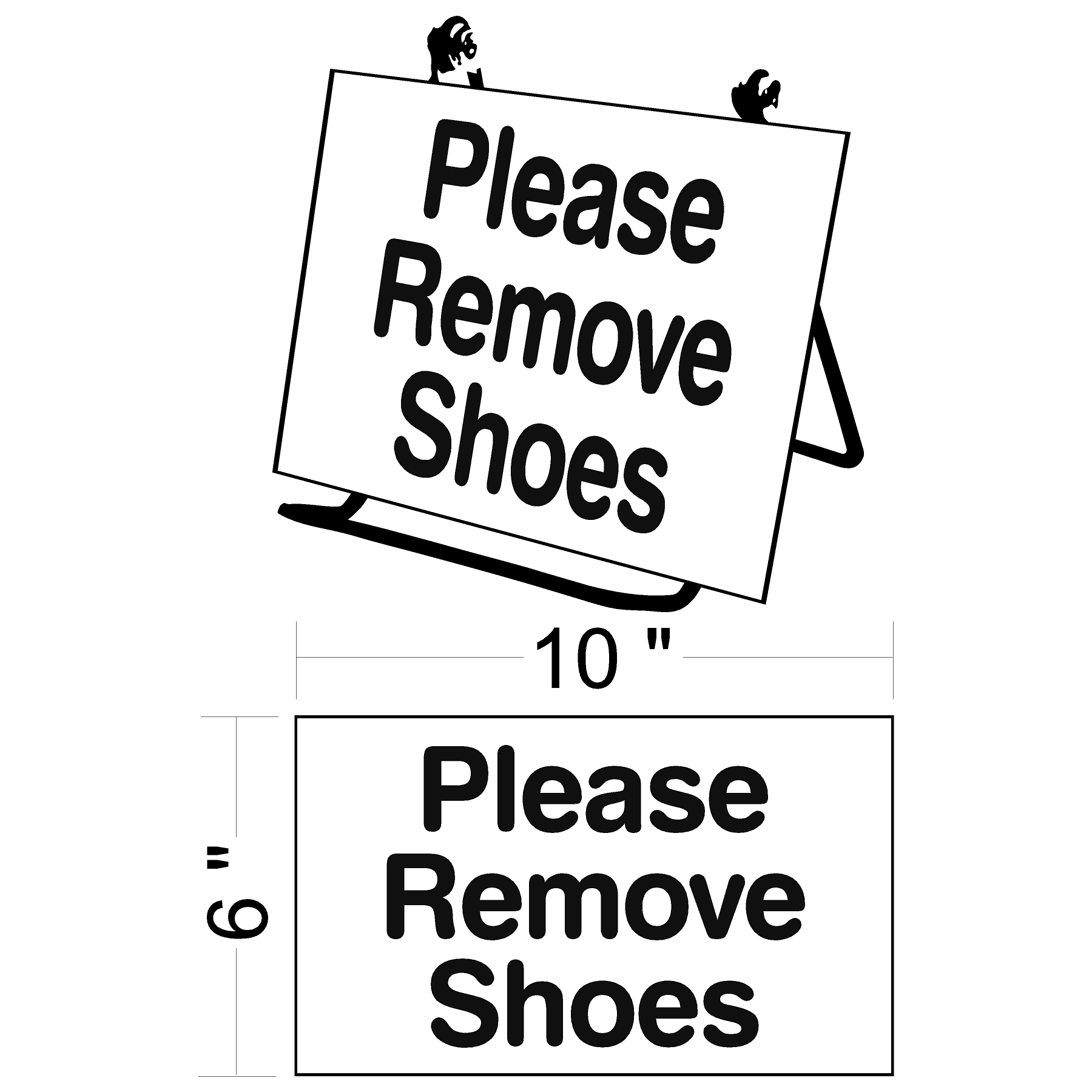 Open House - Please Remove Shoes Sign w/ Easel 6x10 – Buz White Sign & Design open-house-please-remove-shoes-sign-w-easel-6x10-buz-white-sign-design