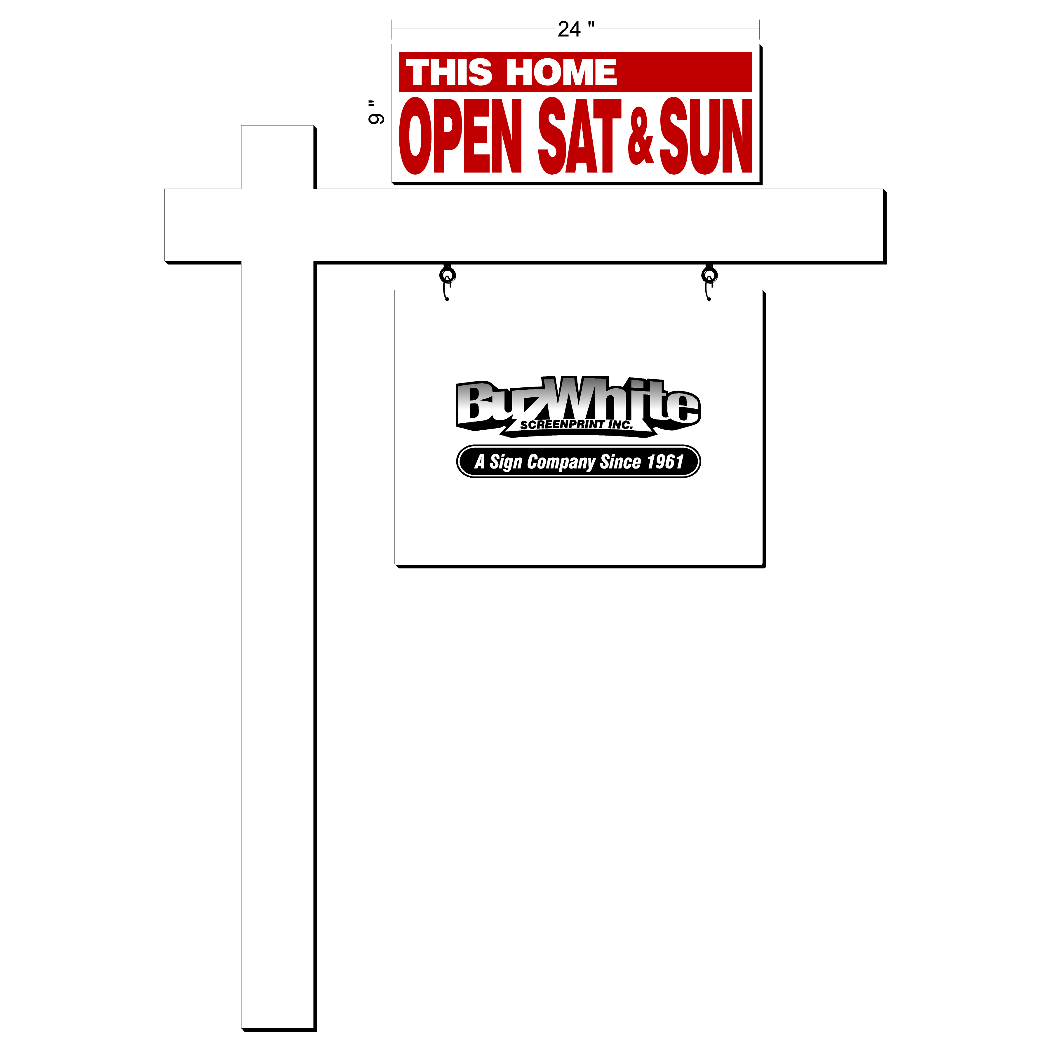Open House Sign Double Side - Classic Design 9x24