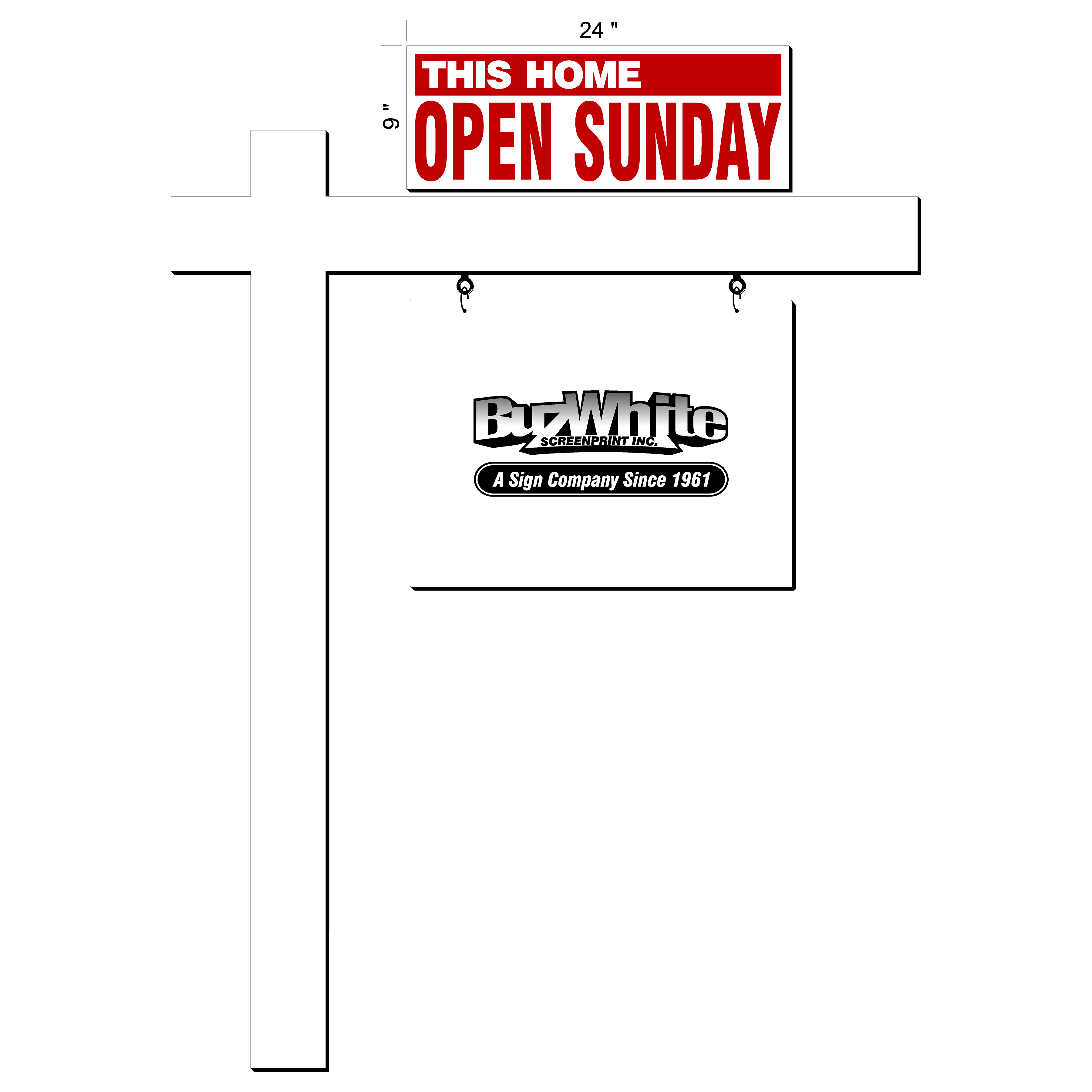 Open House Sign Double Side - Classic Design 9x24